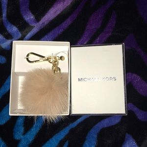 Michael Kors Small Fur Pom Key Chain Fob Bag Charm